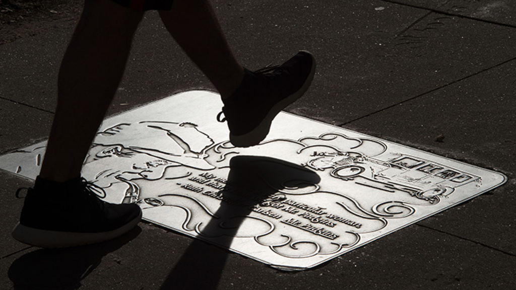 Literature sidewalk plaque